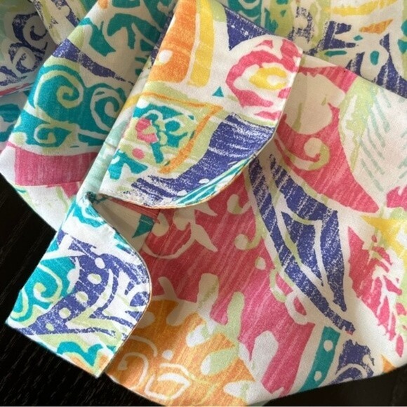 CHICO'S Top Floral Button Up Tie Front 3/4 Sleeve 100% Cotton - Picture 10 of 10